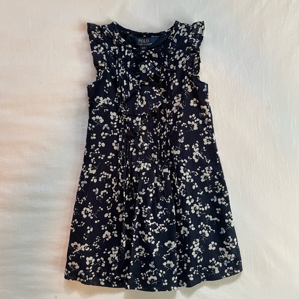 Polo by Ralph Lauren Girls Navy Floral Dress NWT